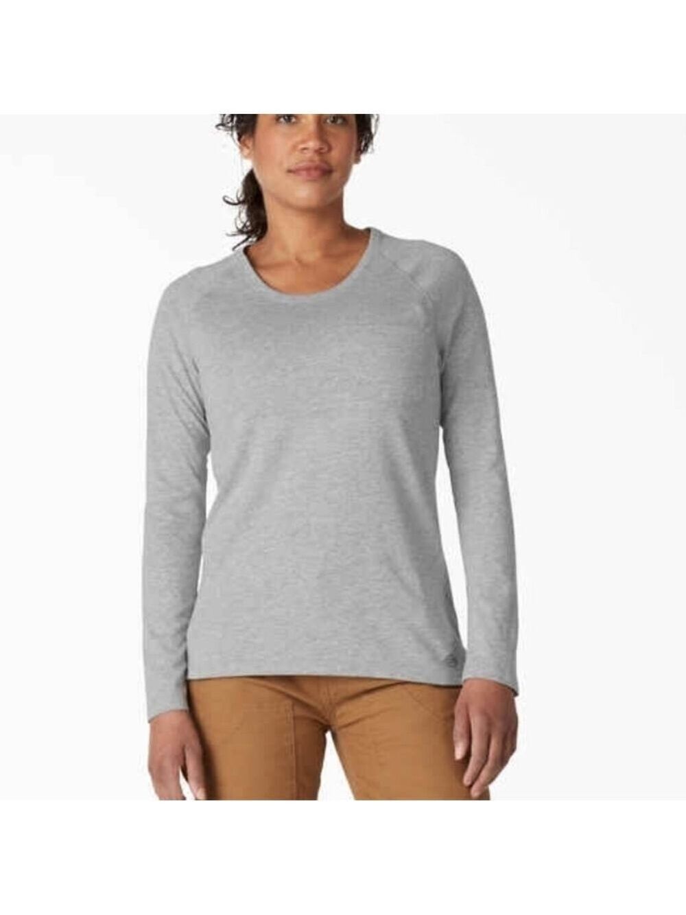 Dickies Gray Pocket T-Shirt Women's Cooling Long Sleeve, Plus Size 2XL NWT